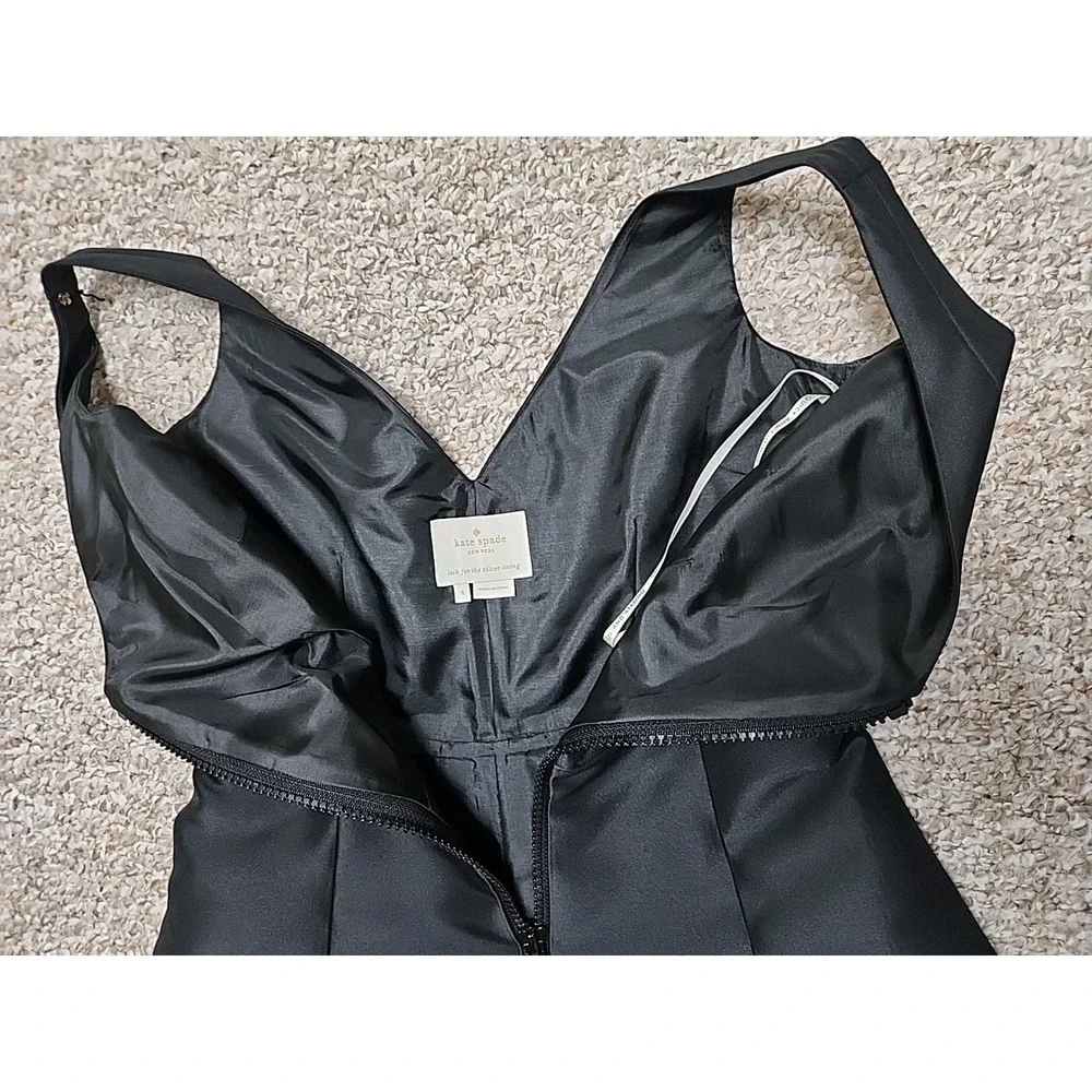 KATE SPADE Sz 4 Dive Right In- Front Zipper Black fit & flare‎ Dress